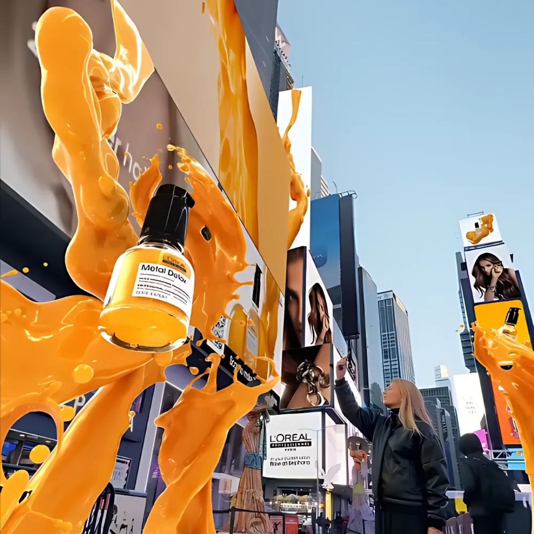 L'Oréal Pro Hair Oil Static Splash in Times Square